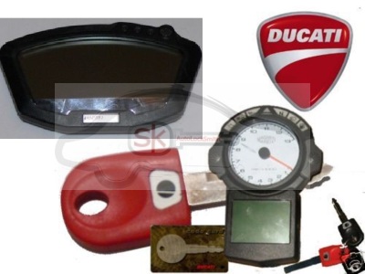 various motorcycle keys and ducati logo