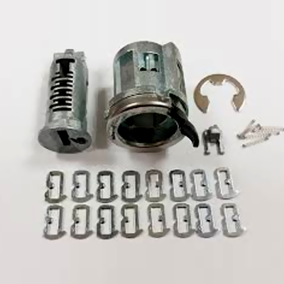 disassembled vehicle lock showing components
